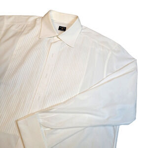 Solemare Buttonless Tuxedo 2XL Shirt Mens White French Cuff Pleated Front Formal